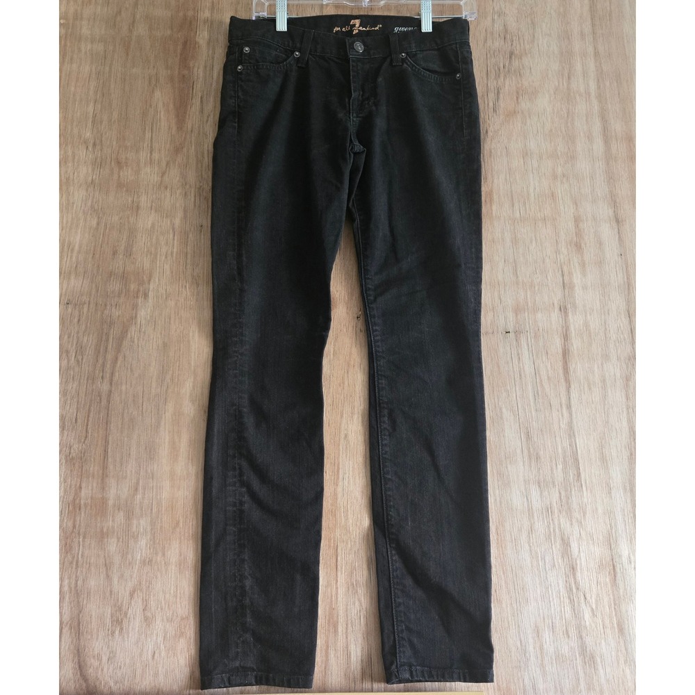 7 For All Mankind Gwenevere Super Skinny Black‎ Embellished Jeans Size 26